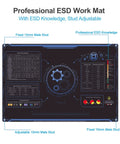 Diagram of 24x16 Inch Anti Static Rubber Mat Kit for ESD Sensitive Electronics Repair Soldering with labels and features