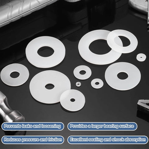 Silicone Flat Washer M4 Size Pack of 20 With 4mm Inner Diameter 15mm Outer Diameter 1.5mm Thick Heat Resistant Wear Resistant Corrosion Resistant O Ring Sealing Gaskets For Faucets Pipes Water Hoses Showers Doors Handles White