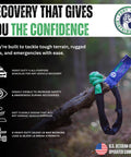 Close-up of a Soft Shackle Recovery Kit 2 Pack 1/2 Inch By 22 Inch Off Road Tow Kit with Tow Straps on a log.