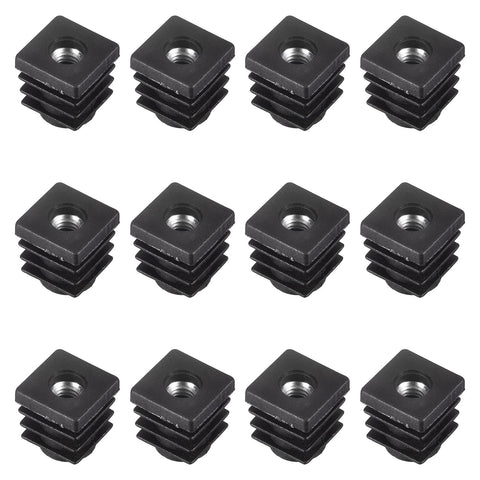 12 Pack Square Tube Inserts With M6 Thread For 0.59 By 0.59 Inch Outer Diameter Tube Black Plastic Plug Caster Inserts For Chair End Caps And Furniture Legs Built To Last Tough As Nails