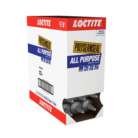 Box of All Purpose Adhesive Caulk Squeeze Tube White Sealant for DIY projects indoors and outdoors, flexible bonding texture