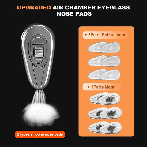 Anti Slip Silicone Nose Pads For Glasses 6 Pairs Screw In Kit with air chamber design, soft silicone and metal options