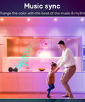 Kitchen with Six Inch Smart LED Recessed Lights Eight Pack Retrofit Can Lights With RGB CW Color Changing Dimmable Downlights