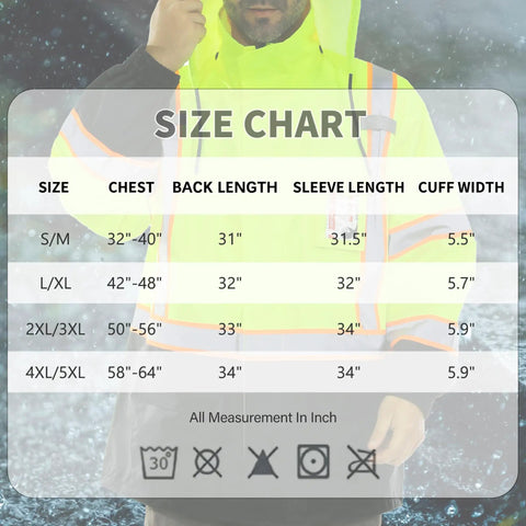 Mens Class 3 Hi Vis Rain Jacket Waterproof Safety Coat Reflective Work Gear Lightweight Yellow And Black Bottom Built Tough All Season Coverage You Can Trust For Daily Shifts