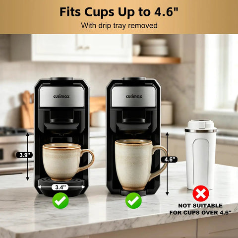 Single Serve Espresso Machine for Nespresso Pods Compatible with Original and Other Brands, fits cups up to 4.6 inches