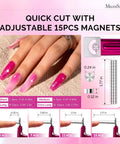 Acrylic Nail Clippers With 15 Magnetic Sizers For Long Gel Nails, showing adjustable stainless trimmer and sizing guide.