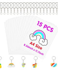 Big Size A4 Heat Shrink Paper Keychain Kit For Christmas Crafts, Includes 15 clear shrinky sheets and keychain accessories