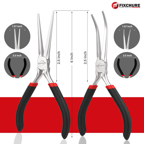 Heavy Duty 6 Inch Needle Nose Pliers 2 Pack Carbon Steel With Insulated PVC Handles Non Serrated Long Nose Pliers Anti Slip Grip