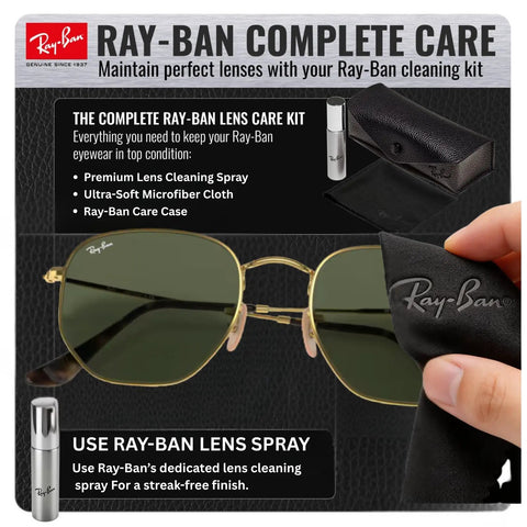RB3548N Square Round Dope Non-Polarized Sunglasses For Men And Women With G-15 Green Lens, cleaning kit displayed