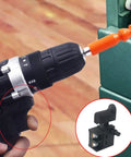 Close-up of a hand operating a drill with 2 Pack Hammer Trigger Power Tool Switches With Pushbutton 6A 110 Type for Drill Cutter.