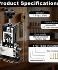 Badass Dual Drive Wire Stripping Machine Featuring Manual Hand Crank And Drill Power for copper recycling, specifications showing size and tool details.