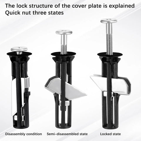 Universal Toilet Seat Bolts Replacement Kit With Stainless Steel Heavy Duty Toilet Lid Screws Washers And Lock Nuts For Top Mount Lids Fits Most Standard Elongated Toilets Rust Resistant And Breezy To Install., three-state lock nut bolt close-up