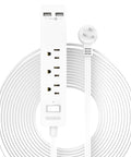 Ultra Thin 15 Ft Flat Extension Cord With 3 Outlets And 2 USB Ports, Wall Mount Power Strip, Low Profile Flat Plug For Under Rugs Or Carpets, No Bulge On Floors, Overload Protection For Indoor Home Office, White.