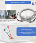 Pro Level Electric AC Whip Assembly With 3/4 Inch By 6 Foot Liquid Tight Flexible Conduit And 8 Gauge THHN Wire showing connectors and conductors.