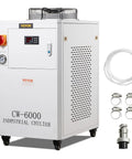 Rugged Industrial Water Chiller Built To Crush Heat Fast With 65 Liters Per Minute Flow And A 15 Liter Tank, CW-6000 with display and accessories.