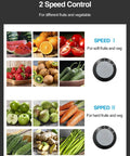 Powerful 800W Centrifugal Juicer With Wide 3 Inch Feed Chute speed control for fruits and vegetables, showing speed dial options