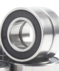 Close-up of Ten Pack 8x16x5 mm ABEC-7 RC Car Bearings With 2RS Sealed Black Finish for Hobby Trucks and Buggies