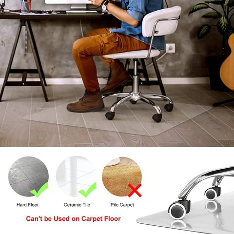 Clear Chair Mat For Hard Floors 30x48 Inch, Transparent Office Floor Protector With Anti Slip Underside on wood floor
