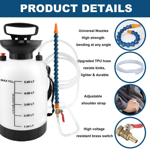 No Fuss 5L Transmission Fluid Pump For ATF And Gear Oil Transfer Smooth Sailing Pro Mechanic Essential For Trucks Suv Differential And Engine Service Repairs with adjustable strap and universal nozzles.