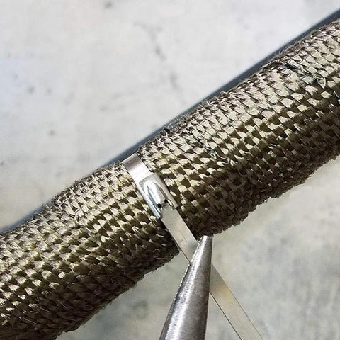 Heavy Duty Stainless Steel Zip Ties 11.8 Inch 200 Pack 304 Self Locking Cable Ties used on exhaust wrap