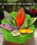 Four Layer Stained Glass Succulent Soldering Jig Kit With 3D Flower Bloom, Five To Six Petal Design, colorful set for DIY crafts.