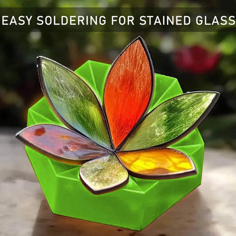 Four Layer Stained Glass Succulent Soldering Jig Kit With 3D Flower Bloom, Five To Six Petal Design, colorful set for DIY crafts.