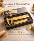 Brass Mini 80mm Double Scale Caliper Handy Portable Sliding Gauge in gift box with 60mm brass ruler for jewelry making.