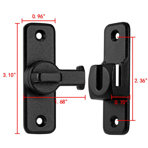 Matte Black 90 And 180 Degree Barn Door Latch Lock, Zinc Alloy Flip Latch For Cabinets, Bathrooms, Barns, Windows, Small Pet Cages