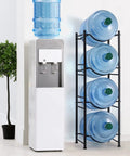 Heavy Duty 4 Tier 5 Gallon Water Jug Holder Rack with Detachable Bottle Organizer Shelf for Home Kitchen Office Breakroom, Black