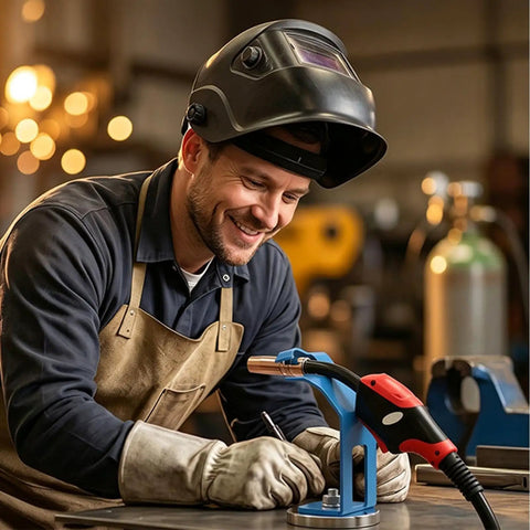 Heavy Duty Welding Magnetic Torch Holder With Strong Base For Secure Anti Slip MIG Torch Stand Precision Rack For Professional Workshop Use Keeps Your Gear Stable And Ready To Go Every Time in use with welder
