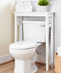 Over The Toilet Storage Shelf Space Saver Tall 37 Inches With Fixed Shelf And Open Grid Design Freestanding Bathroom Organizer For Towels And Toiletries White over a toilet