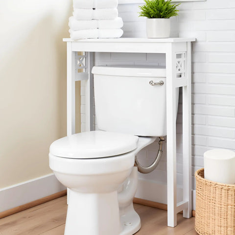 Over The Toilet Storage Shelf Space Saver Tall 37 Inches With Fixed Shelf And Open Grid Design Freestanding Bathroom Organizer For Towels And Toiletries White over a toilet