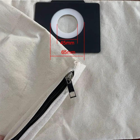 No Sweat Washable Canvas Dust Bag For Karcher WD1 MV1 TN Vacuum, zippered closure and size markings on beige fabric.