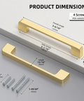 25 Pack 5 Inch Brushed Brass Cabinet Pulls Solid Zinc Alloy Handles For Kitchen Cabinets And Furniture Brushed Gold Dresser Drawer Pulls With 5 Inch Hole Centers And 137mm Length Durable Zinc Alloy Hardware product dimensions and screws