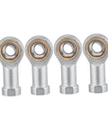Four Pack Spherical Rod End Bearings With Female Thread For Pneumatic Equipment And Machinery Low Noise High Strength Copper Race And Hardened Steel Ball Durable For Power Tools Packaging Food Machinery Printing, four silver bearings front view