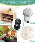 Self Adhesive Appliance Wheels For Heavy Kitchen Gear, 360 Degree Swivel Mini Casters, shown with shoe cabinet and flowerpot