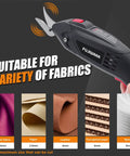 Premium Dual Replacement Blades for Electric Scissors Multipurpose Cutting Tool Perfect For Fabric Leather Cardboard Paper And Canvas in use with various materials.