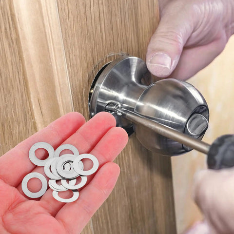 Ultra Thin Stainless Steel Flat Washers Set, 8x14x0.1mm Spindle Shims, 100 Pcs, Door Knob Repair Spacers, DIY Home Hardware Maintenance, Durable, Corrosion Resistant, Slim Fit for Tight Installations on door handle