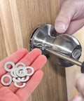 Durable Stainless Steel Thin Spindle Shims Flat Washers 8x14x0.1mm 100 Pcs Door Knob Stabilizer Spacer Kit installed on door knob