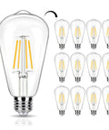 12 Pack Dimmable LED Light Bulbs ST19 Vintage Edison Style E26 Bulbs 40 Watt Equivalent 2700K Soft Warm White 4W Filament Look