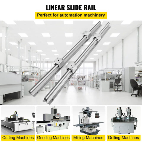 Rock Solid SBR16 Linear Rail Kit With Two 800mm Guide Ways And Four SBR16UU Bearing Blocks for CNC automation use in cutting machinery.