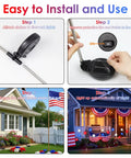 Step-by-step guide on installing Solar Powered Patriotic American Flag Lights 4 Pack for outdoor garden decor.