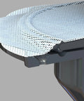 Close-up of PVC Three Piece Shower Drain Assembly 2-Inch Black With Hair Trap and 4-Inch Square Riser, side view showing detail.