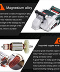 Dust Free Wall Groove Cutter With 9000 RPM Motor, 4800W Copper Wire Power, Beefy Magnesium Alloy Body, focusing on motor components