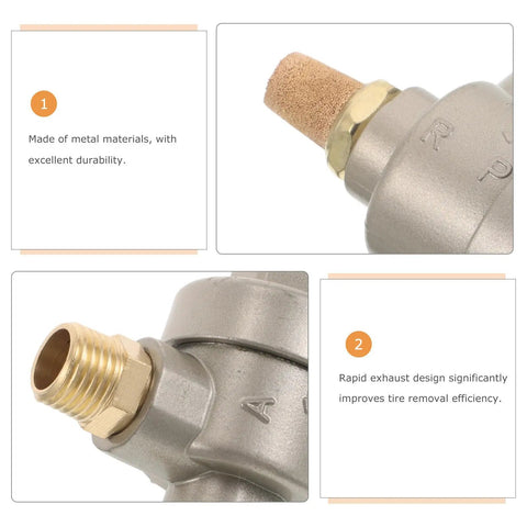 Quick Dump Valve for Tire Changer Machines with Bead Breaker Cylinder, Heavy Duty Pneumatic Flow Control Valve for Automotive Shop Equipment, Single Direction Air Cylinder System, Foot Pedal Compatible, Anti Backflow Exhaust Valve, metal brass close-up