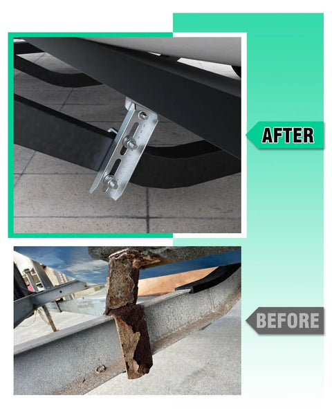 Rock Solid Heavy Duty Boat Trailer Bunk Brackets 4 Pack With Galvanized Steel Swivel Top Mount installed on trailer.