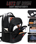 Go To Extra Large Travel Laptop Backpack For Men And Women, TSA Airline Approved with 20 organized pockets displayed open