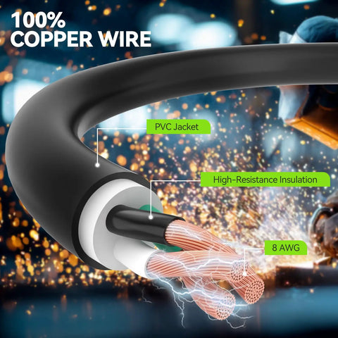 Heavy Duty 20 Foot Welder Extension Cord With 8 AWG Copper 250V NEMA 6 50 STW Power Indicator ETL Listed Moisture Resistant