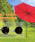Heavy Duty Outdoor Umbrella Sand Anchor Stand for ground with no dig screw in base, fits 1 to 2.2 inch diameter pole, in garden
