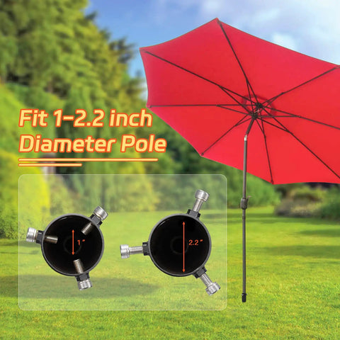 Heavy Duty Outdoor Umbrella Sand Anchor Stand for ground with no dig screw in base, fits 1 to 2.2 inch diameter pole, in garden